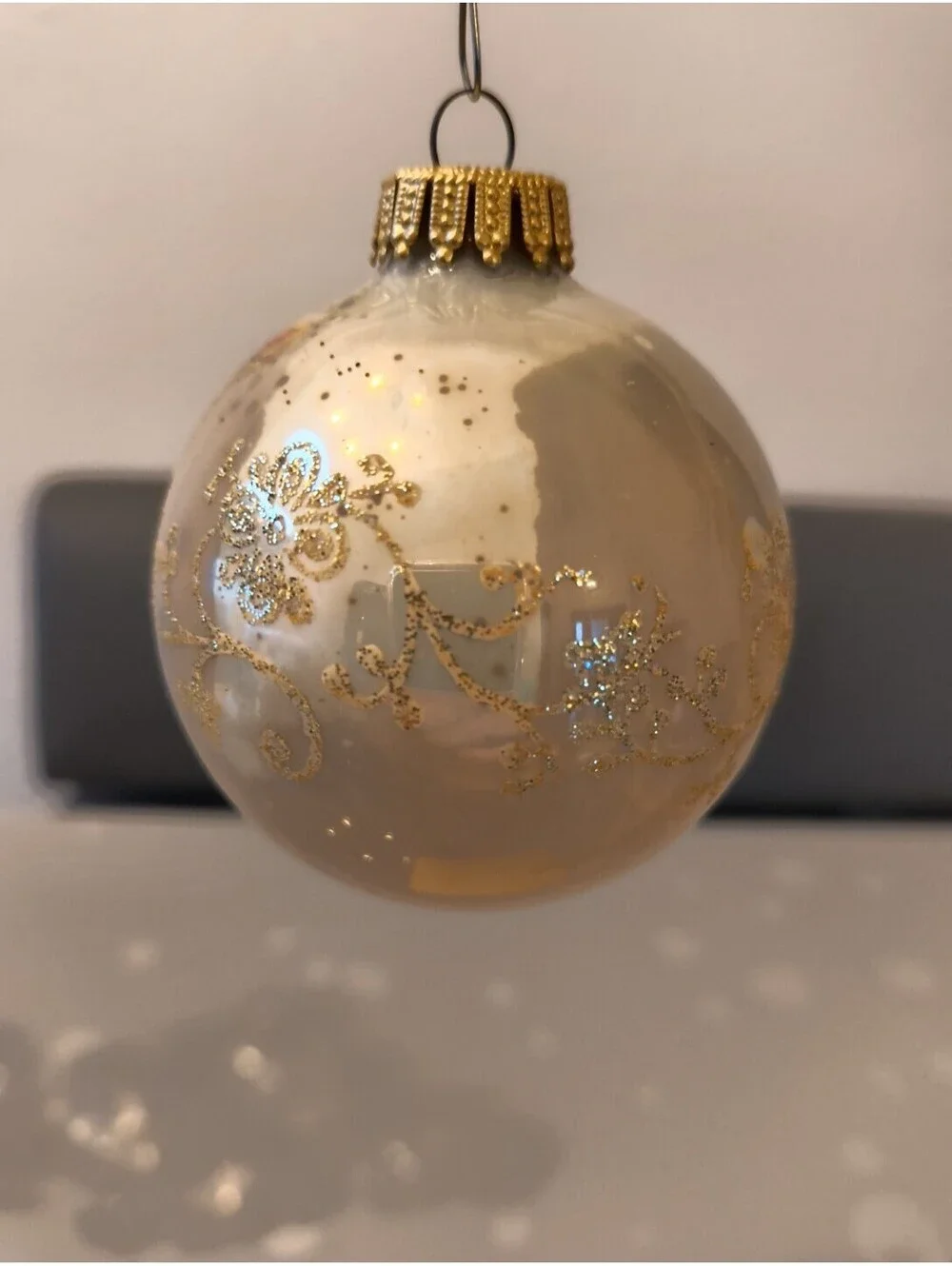 Vintage Mercury Glass Christmas Ornament Ball Victorian Roses 3